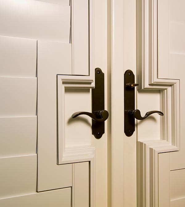 Parke® French Door Cut outs close up image of off white Parke® French Door Cut outs